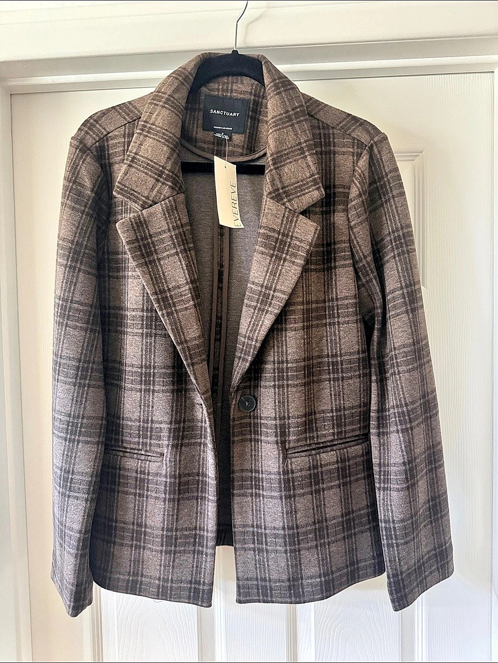 Sanctuary Easy Going Blazer Plaid Blazer in Brown Size Small NWT